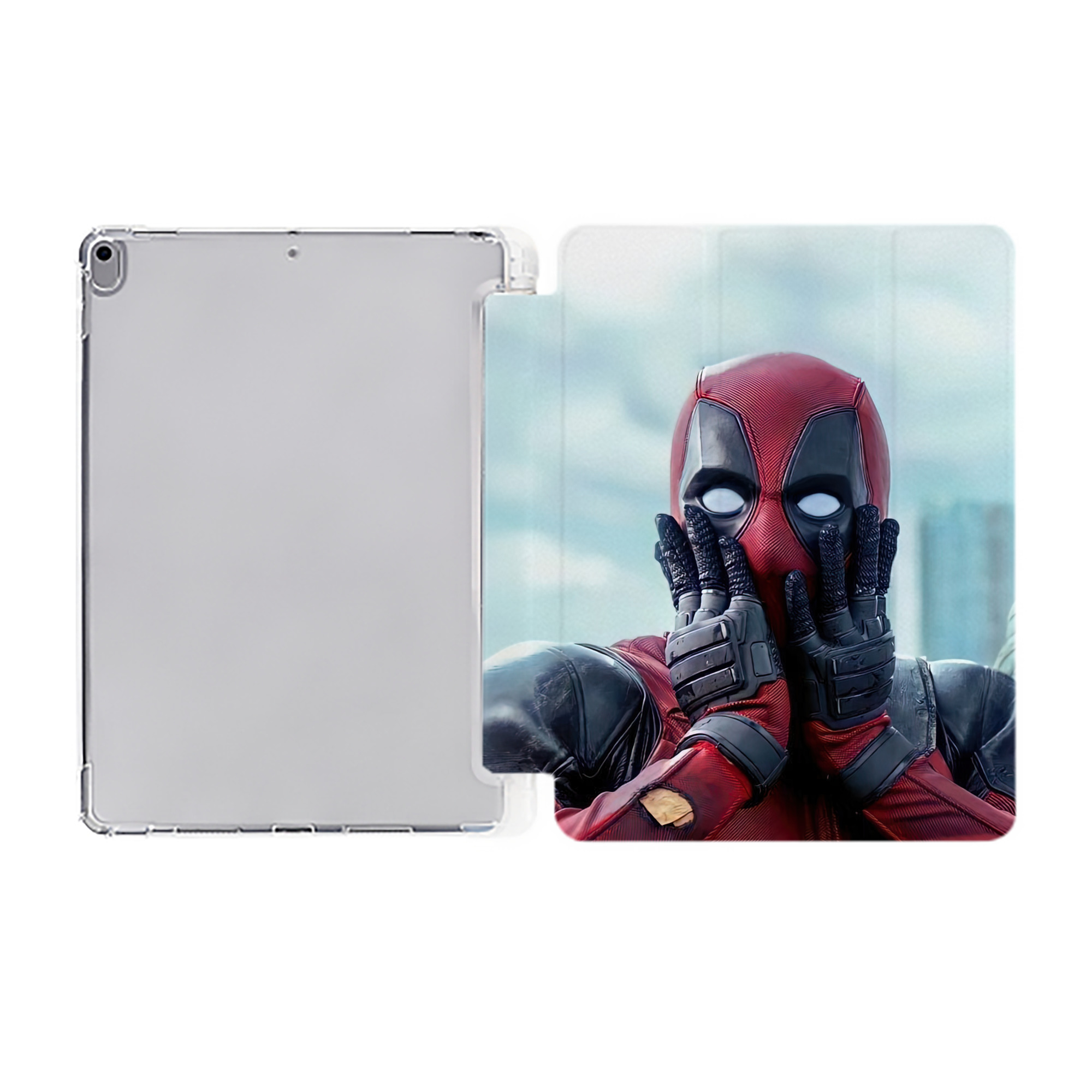 （画像用） Deadpool デッドプール IPad ケース ペン収納付き 三つ折りスタンド PUレザー×シリコン 対応機種9.5/10.5/10.9インチ